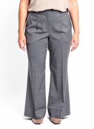 Pantalon flare fermeture zippée sous rabat avec crochet taille haute gris JULIE GUERLANDE femme