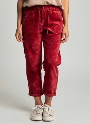 Pantalon 7/8 stretch taille normale rouge C'EST BEAU LA VIE femme
