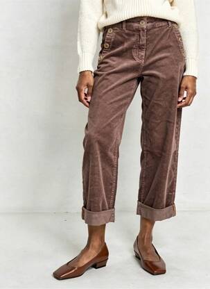 Pantalon 7/8 stretch taille normale marron C'EST BEAU LA VIE femme
