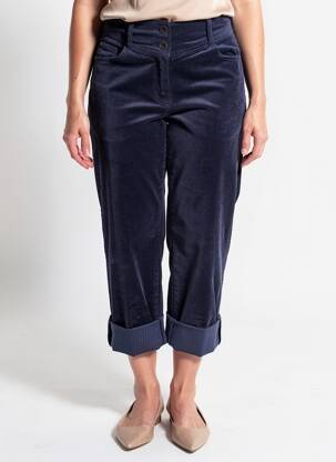 Pantalon 7/8 fermeture zippée sous rabat boutonné taille normale bleu C'EST BEAU LA VIE femme