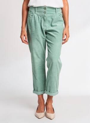 Pantalon 7/8 fermeture zippée sous rabat boutonné taille normale vert C'EST BEAU LA VIE femme