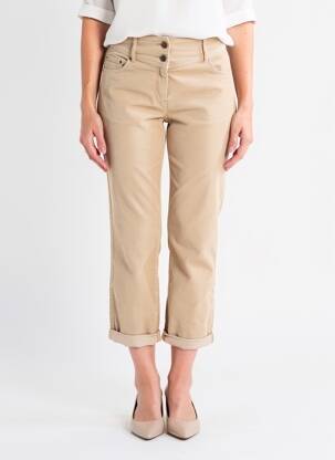 Pantalon 7/8 fermeture zippée sous rabat boutonné taille normale beige C'EST BEAU LA VIE femme