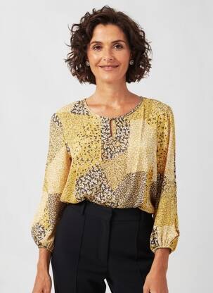 Blouse tissage popeline manches 3/4 jaune GEVANA femme