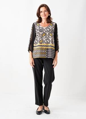 Blouse légère et transparente manches 3/4 noir MERI & ESCA femme