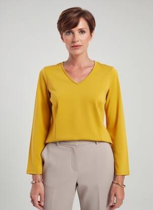 T-shirt manches longues manches longues jaune FRANCE RIVOIRE femme