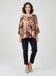 Blouse imprimé fantaisie manches 3/4 orange DIANE LAURY femme