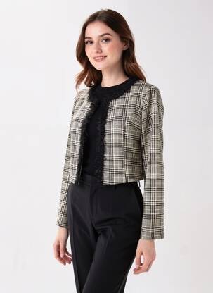 Veste chic col rond noir BATIDA femme