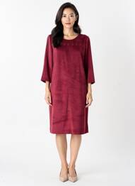 Robe mi-longue manches 3/4 manches 3/4 rouge FRED SABATIER femme