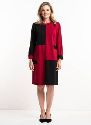 Robe mi-longue manches longues manches longues rouge FRANCE RIVOIRE femme