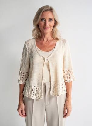 Gilet manches longues manches 3/4 beige I.ODENA femme