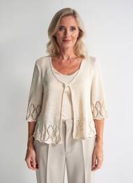 Gilet manches longues manches 3/4 beige I.ODENA femme