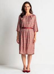 Robe mi-longue manches 3/4 manches 3/4 rouge JULIE GUERLANDE femme