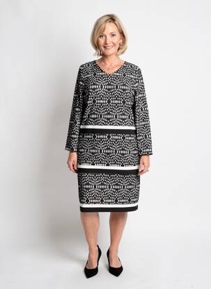 Robe mi-longue manches longues manches longues noir FRANCE RIVOIRE femme
