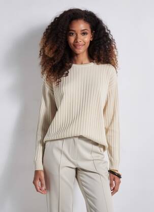 Pull stretch manches longues beige FORCIER femme