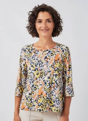 T-shirt manches 3/4 manches 3/4 orange FRANCE RIVOIRE femme