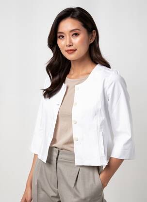 Veste casual col rond blanc GEVANA femme