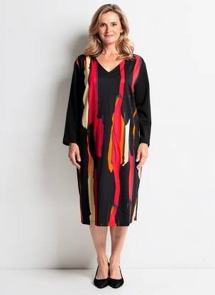 Robe mi-longue manches longues manches longues noir FRANCE RIVOIRE femme