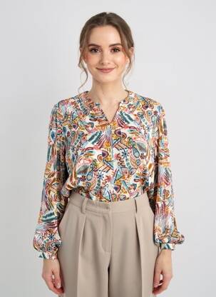 Chemisier imprimé fleurs manches longues beige DIANE LAURY femme