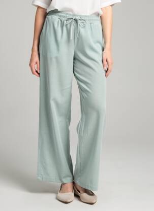 Pantalon droit tissage crêpe taille normale vert NAYAT femme