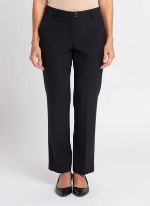 Pantalon droit tissage crêpe taille haute noir FLEUR DE SEL femme