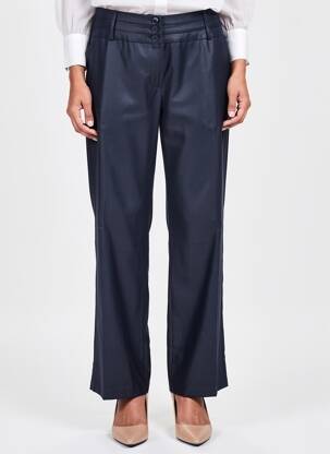 Pantalon droit tissage popeline taille normale bleu FRED SABATIER femme
