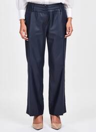 Pantalon droit tissage popeline taille normale bleu FRED SABATIER femme