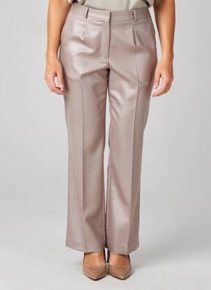 Pantalon droit tissage crêpe taille haute beige ANNE KELLY femme