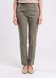 Pantalon slim tissage popeline taille normale vert WALTRON femme
