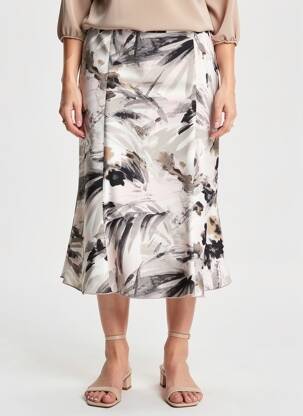 Jupe mi-longue taille à pinces gris FRANCE RIVOIRE femme