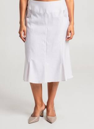 Jupe mi-longue taille à pinces gris FRANCE RIVOIRE femme