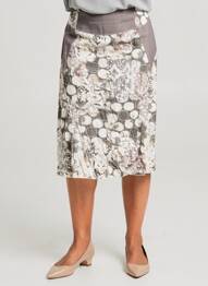 Jupe mi-longue taille à pinces gris FRANCE RIVOIRE femme