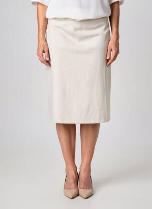 Jupe mi-longue taille à pinces beige ANNE KELLY femme