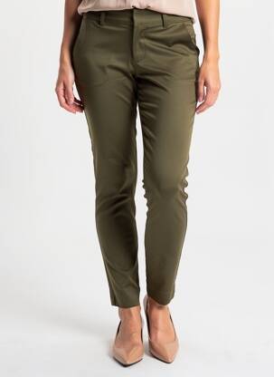 Pantalon slim tissage popeline taille normale vert KAFFE femme