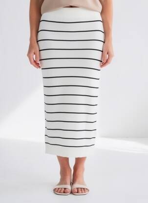 Jupe mi-longue stretch blanc CREAM femme