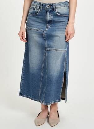 Jupe longue coupe droite bleu FREEMAN T.PORTER femme