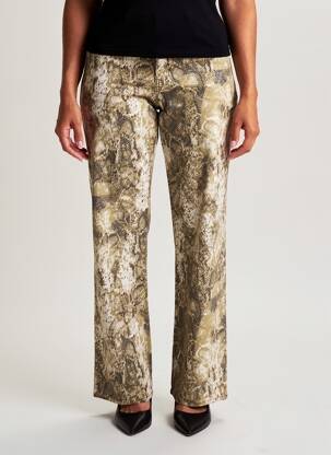 Pantalon droit fermeture zippée sous rabat boutonné vert CREAM femme