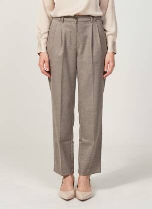 Pantalon droit fermeture zippée sous rabat boutonné taille normale marron EMILE ET IDA femme