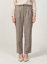 Pantalon droit fermeture zippée sous rabat boutonné taille normale marron EMILE ET IDA femme