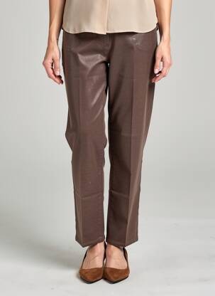 Pantalon droit stretch taille normale marron JULIE GUERLANDE femme