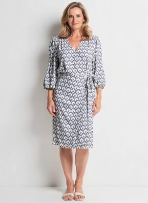 Robe mi-longue manches 3/4 manches 3/4 bleu JULIE GUERLANDE femme