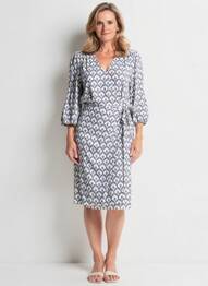 Robe mi-longue manches 3/4 manches 3/4 bleu JULIE GUERLANDE femme