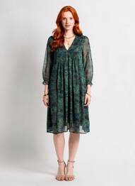 Robe mi-longue manches 3/4 manches 3/4 vert FREEMAN T.PORTER femme