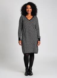 Robe pull coupe droite manches longues noir CREAM femme