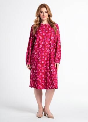 Robe mi-longue imprimé fantaisie manches longues rose AGATHE & LOUISE femme