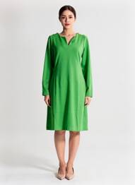 Robe mi-longue manches longues manches longues vert AGATHE & LOUISE femme