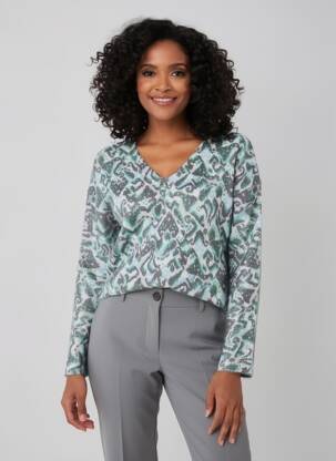 Pull coupe cintrée manches longues vert ÉTYMOLOGIE femme