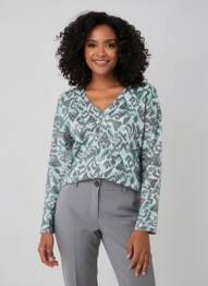 Pull coupe cintrée manches longues vert ÉTYMOLOGIE femme