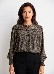 Blouse imprimé fantaisie manches longues noir GARCIA femme