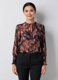 Blouse imprimé fantaisie manches longues noir GARCIA femme