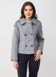 Manteau court poches sans capuche gris KAFFE femme